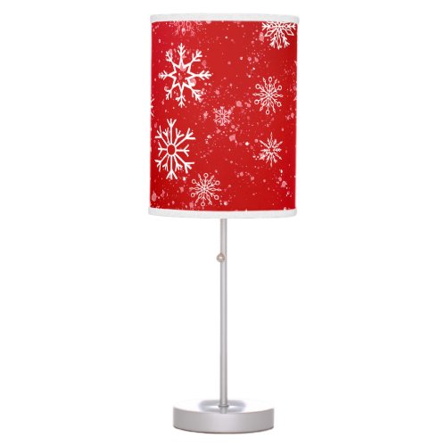 White Snowflakes Ruby Red Table Lamp