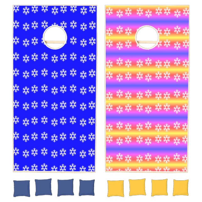 White snowflakes silhouette pattern cornhole set (Set)