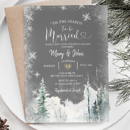 White Snowflakes Tis the season to be married Invitation