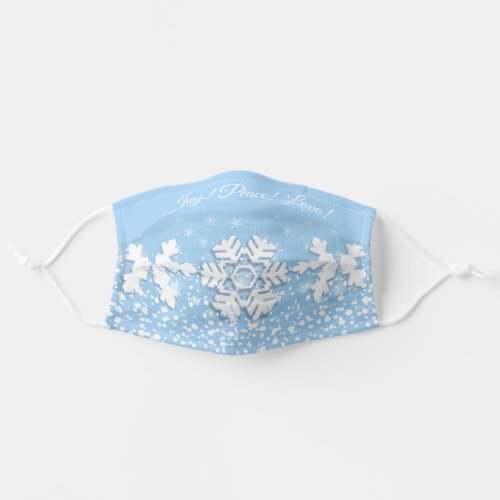 White Snowflakes Winter Holiday Pattern 20XX Adult Cloth Face Mask