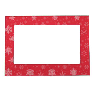 White Snowflakes Winter Season Red Christmas Vibes Magnetic Frame