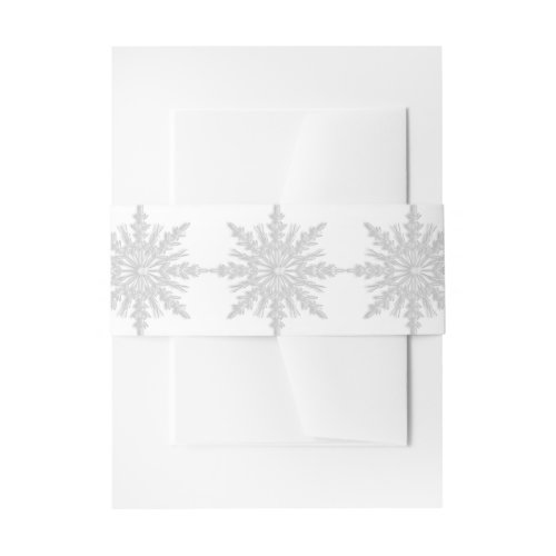 White Snowflakes Winter Wedding Invitation Belly Band