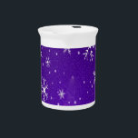 White Snowflakes with Blue-Purple Background Drink Pitcher<br><div class="desc">Snowflakes with a blue background make this holiday look quite festive. Please contact me at admin@giftsyoutreasure.com if you would like something special just for you or questions.</div>