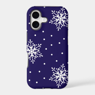 White Snowflakes with Polka Dots Patterned iPhone 17 Case