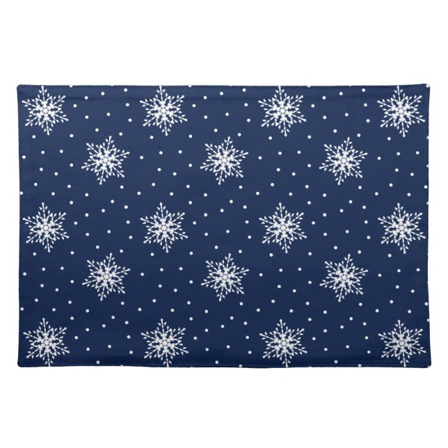 White Snowflakes with Polka Dots Placemat (Front)