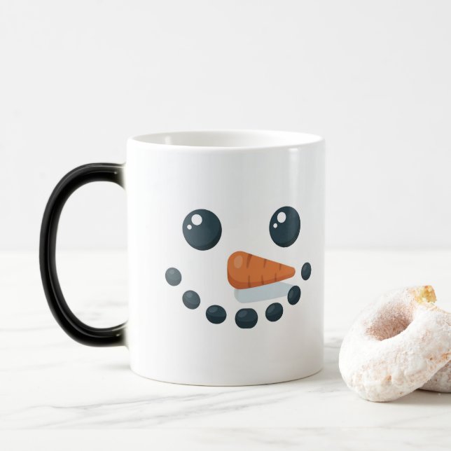 White Snowman Features Carrot Morphing Mug (With Donut)