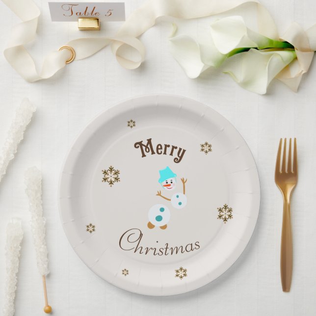 White snowman paper plates (Wedding)