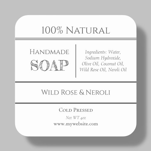 White  Soap Ingredient Product Labels