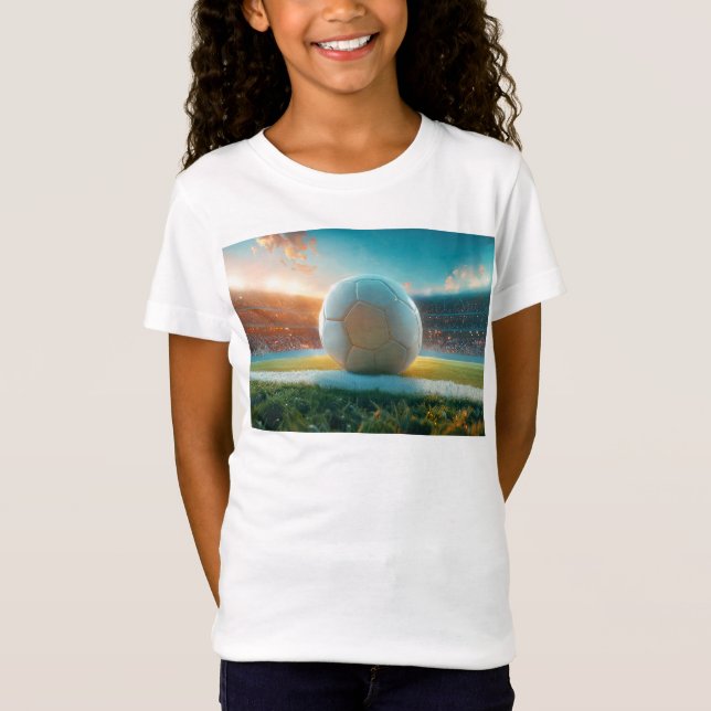 White Soccer Football In Arena T-Shirt (Front)