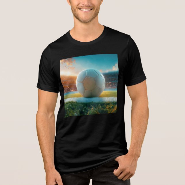 White Soccer Football In Arena Tri-Blend Shirt (Front)