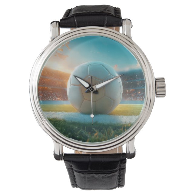 White Soccer Football In Arena Watch (Front)