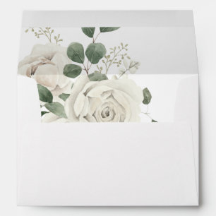 White Soft Floral & Eucalyptus Envelope