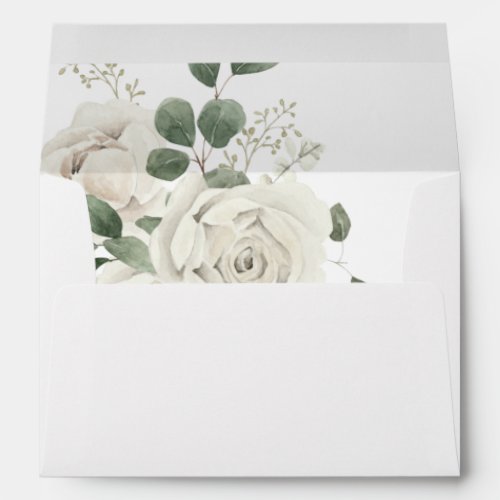 White Soft Floral  Eucalyptus  Envelope