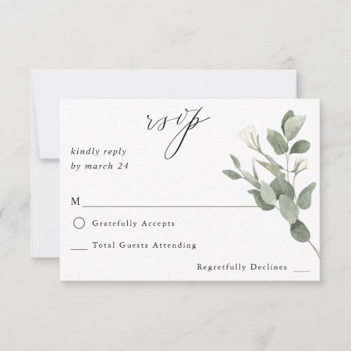 White Soft Floral  Eucalyptus no Meal RSVP 2