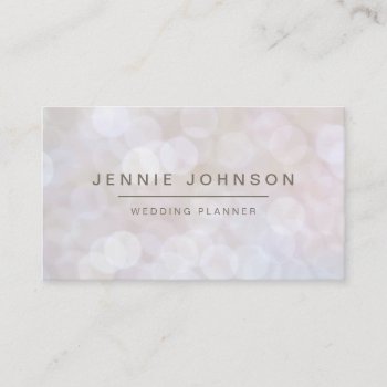 White Soft Glitter Bokeh Business Card by CoutureBusiness at Zazzle