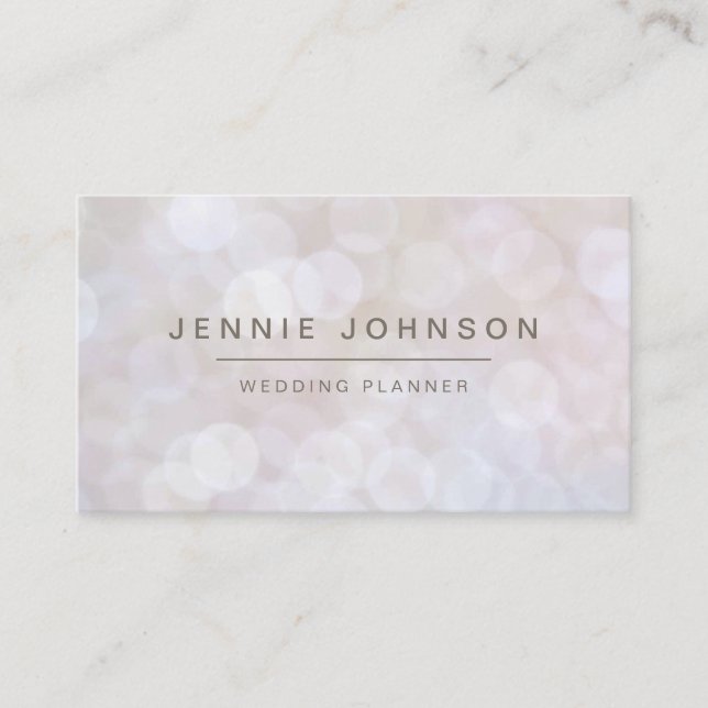 White Soft Glitter Bokeh Business Card (Front)