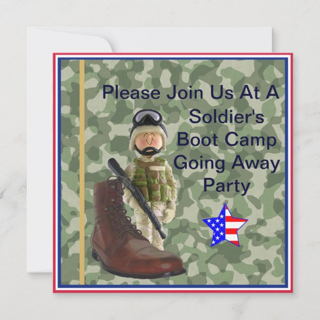 White Soldier Boot Camp Going Away Invitation (Front)