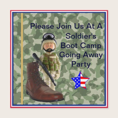 White Soldier Boot Camp Going Away Invitation