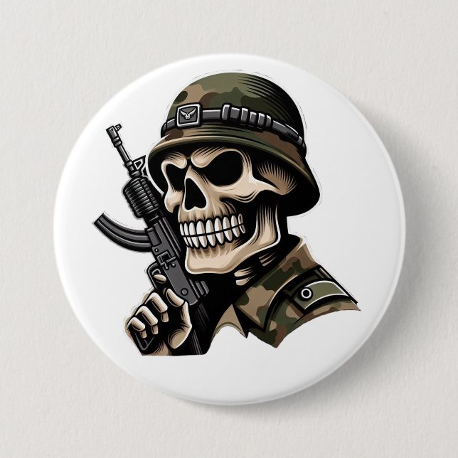 White soldier skull button (Front)