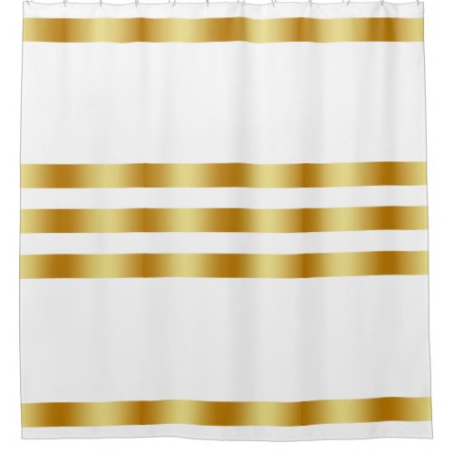 White Solid Color Gold Badge Personalized Custom Shower Curtain
