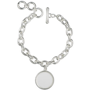 White Solid Color Silver Plated Charm Bracelet