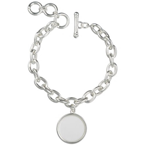 White Solid Color Silver Plated Charm Bracelet