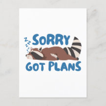 White Sorry Got Plans Funny Raccoon