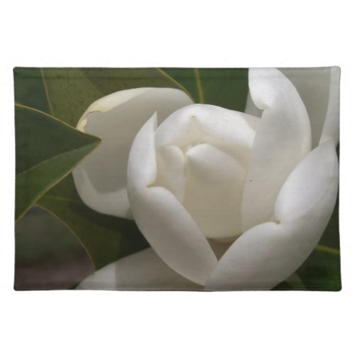 white southern magnolia flower bud cloth placemat