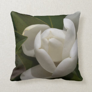 white southern magnolia flower bud throw pillow