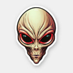 White Space Alien Face Creepy Cartoon Alien Sticker