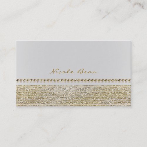 White  Sparking Gold Glam Bling Chic Elegant Business Card