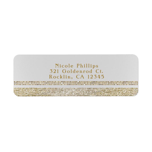 White & Sparking Gold Glam Party Invitation Label (Front)