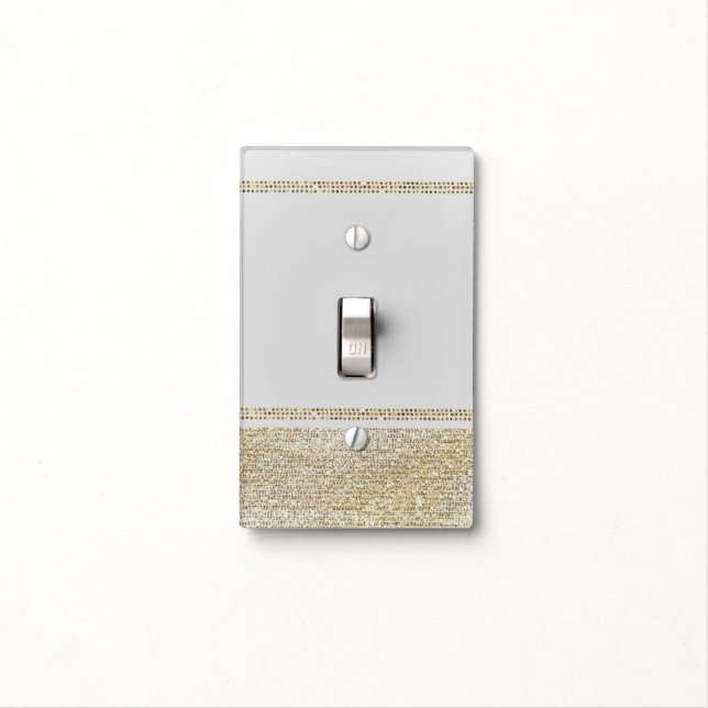 White & Sparking Gold Glam Sequins Chic Elegant Light Switch Cover (In Situ)
