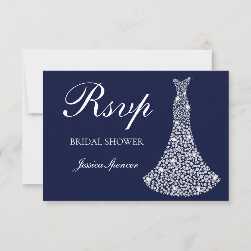 White Sparkle Dress Birthday  Bridal Shower RSVP