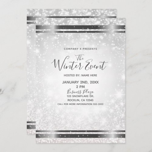 White Sparkle Elegant Winter Wonderland Event Invitation