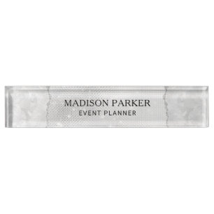 White Sparkle Glitter  Desk Name Plate