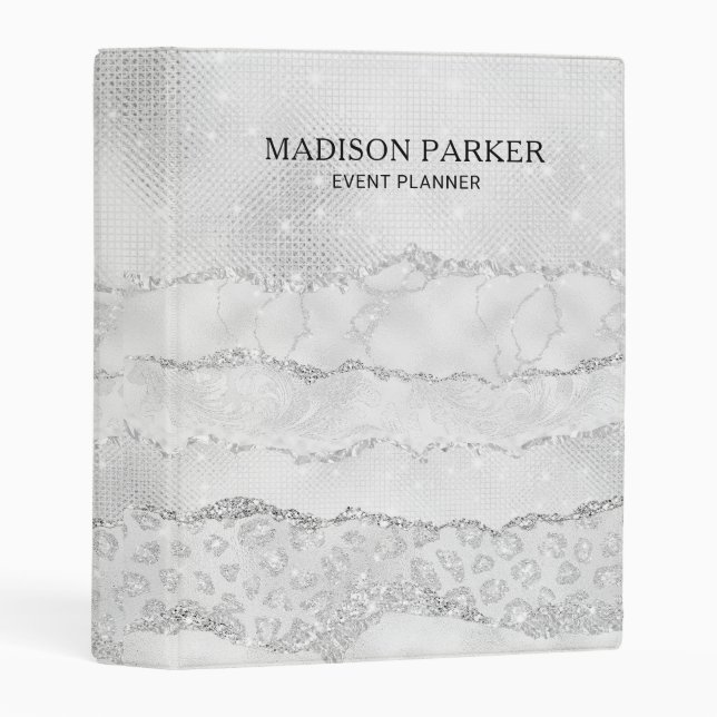 White Sparkle Glitter  Mini Binder (Front/Spine)