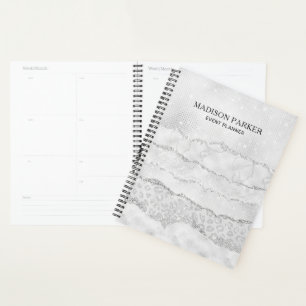 White Sparkle Glitter Planner