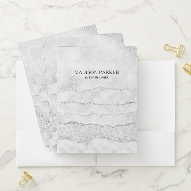 White Sparkle Glitter  Pocket Folder (In Situ)