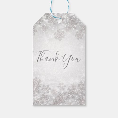 White Sparkle Snowflakes Winter Wonderland Wedding Gift Tags