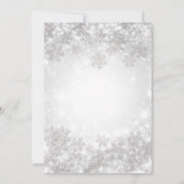 White Sparkle Snowflakes Winter Wonderland Wedding Invitation (Back)