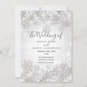 White Sparkle Snowflakes Winter Wonderland Wedding Invitation (Front)