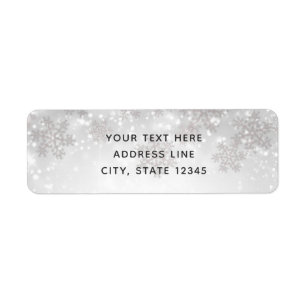 White Sparkle Snowflakes Winter Wonderland Wedding Label