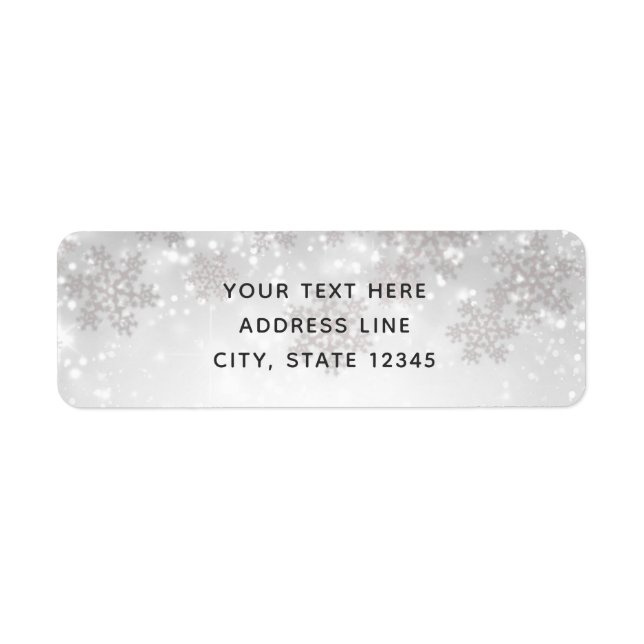 White Sparkle Snowflakes Winter Wonderland Wedding Label (Front)