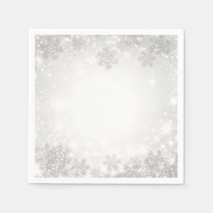 White Sparkle Snowflakes Winter Wonderland Wedding Napkins