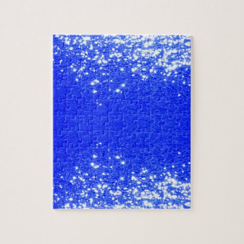 White Sparkles And Blue Background Jigsaw Puzzle