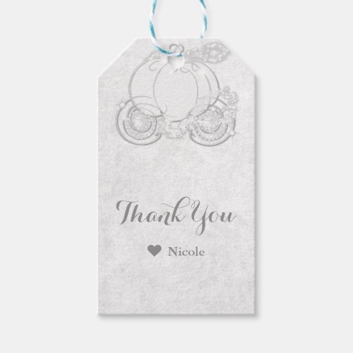 White Sparkling Cinderella Carriage Party Favor Gift Tags