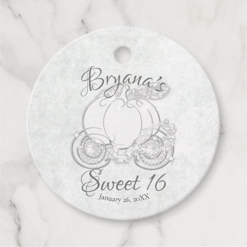 White Sparkling Cinderella Carriage Wedding Gift  Favor Tags