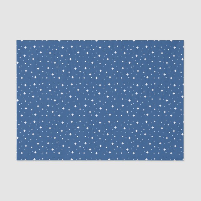 White Sparkling Stars on Blue Tissue Paper (Front)