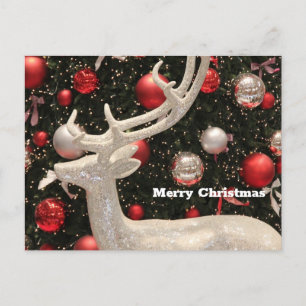 White Sparkly Reindeer Christmas Card